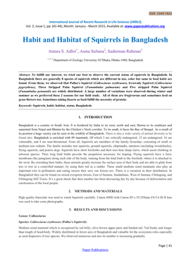 Habit and Habitat of Squirrels in Bangladesh
