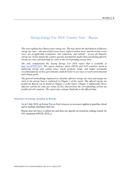 Taxing Energy Use 2019: Country Note – Russia