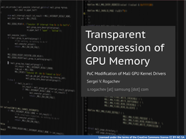 Transparent Compression of GPU Memory