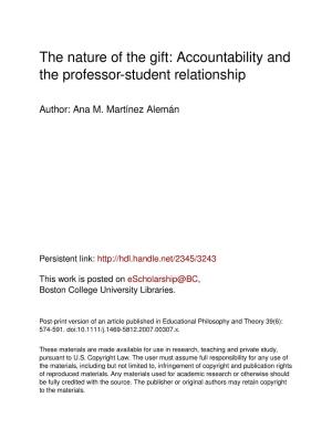 The Nature of the Gift: Accountability and the Professor-Student Relationship