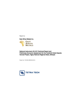 East Africa Metals Inc. National Instrument 43-101 Technical Report