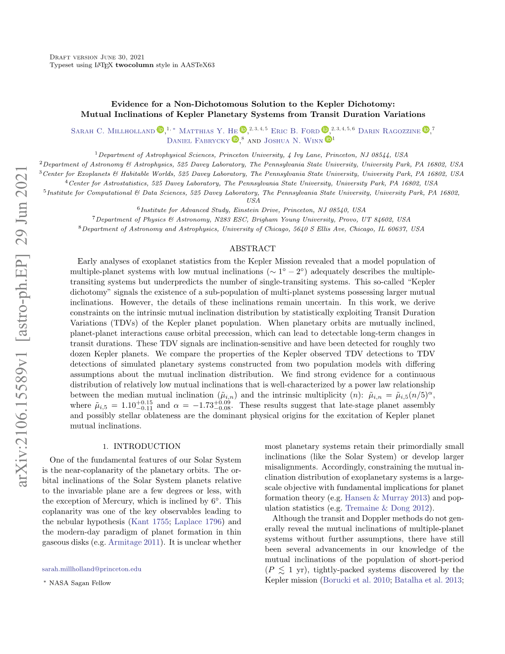 Arxiv:2106.15589V1 [Astro-Ph.EP] 29 Jun 2021