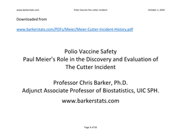 Polio Vaccine Safety Paul Meier's Role in the Discovery And