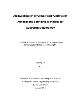 An Investigation of GNSS Radio Occultation Atmospheric Sounding