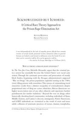 A Critical Race Theory Approach to the Prison Rape Elimination Act