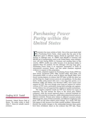 Purchasing Power Parity Within the United States