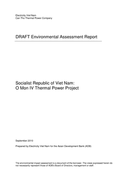 DRAFT Environmental Assessment Report: Viet Nam, O Mon IV