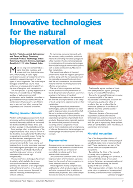 Innovative Technologies for the Natural Biopreservation of Meat