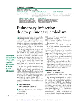 Pulmonary Infarction Due to Pulmonary Embolism