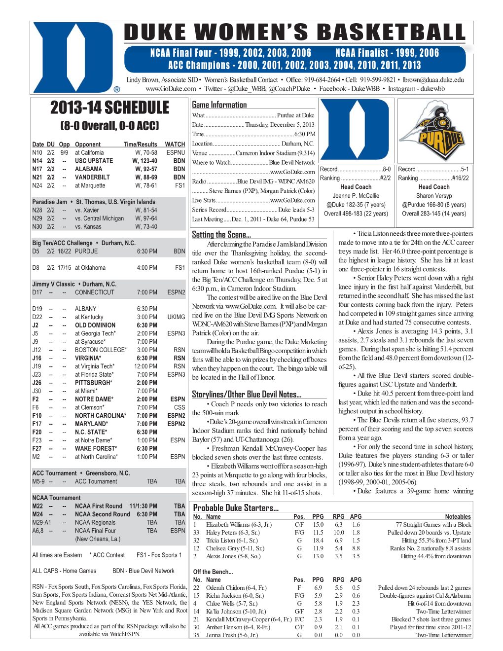 2013-14 WBB Game Notes