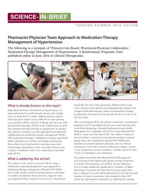 Pharmacist-Physician Team Approach to Medication-Therapy