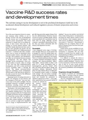 Vaccine R&D Success Rates and Development Times