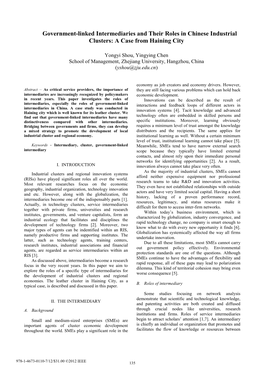 Government-Linked Intermediaries and Their Roles in Chinese Industrial Clusters: a Case from Haining City