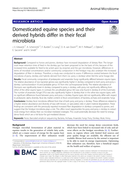 Domesticated Equine Species and Their Derived Hybrids Differ in Their Fecal Microbiota J