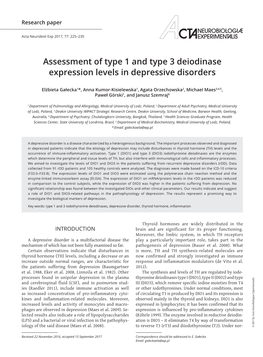 Assessment of Type 1 and Type 3 Deiodinase Expression Levels In