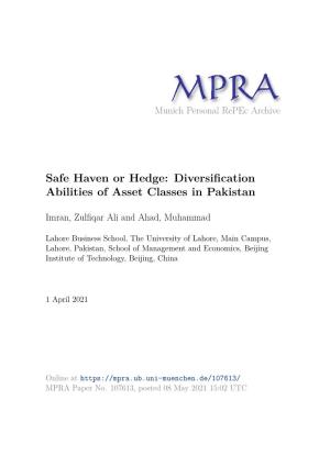 Safe Haven Or Hedge: Diversification Abilities of Asset Classes in Pakistan