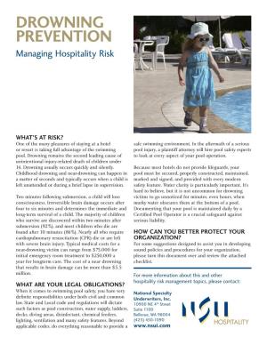 DROWNING PREVENTION Managing Hospitality Risk