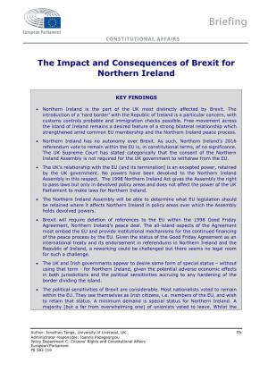 The Impact and Consequences of Brexit for Northern Ireland