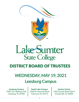 WEDNESDAY, MAY 19, 2021 Leesburg Campus