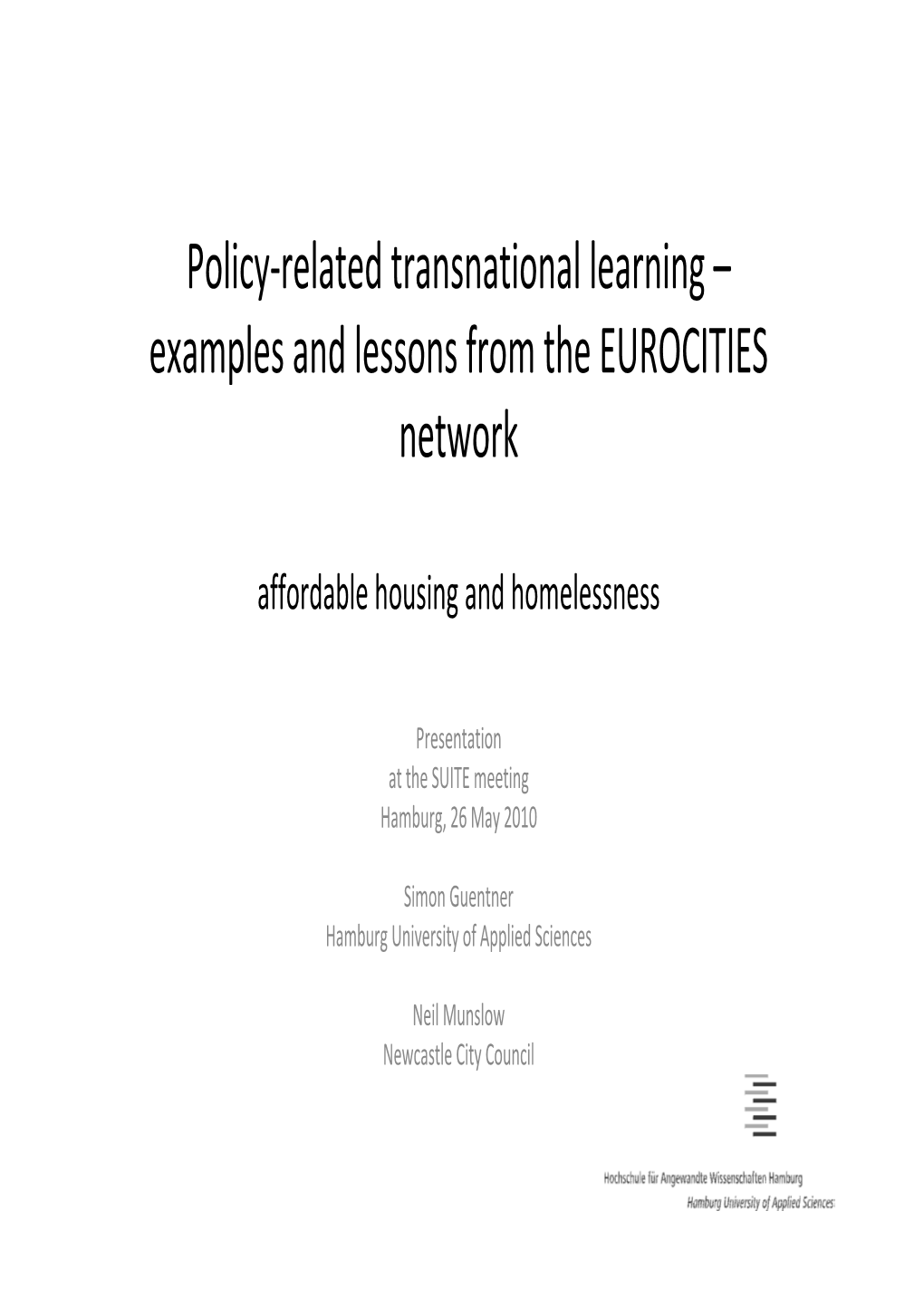 Examples and Lessons from the EUROCITIES Network