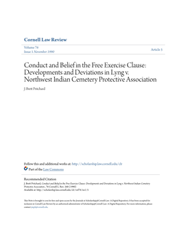 Conduct and Belief in the Free Exercise Clause: Developments and Deviations in Lyng V