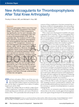 New Anticoagulants for Thromboprophylaxis After Total Knee Arthroplasty