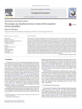 The Strange Case of Cultural Services: Limits of the Ecosystem Services Paradigm☆