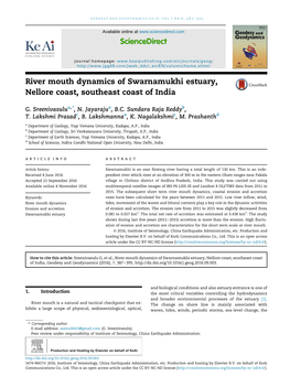 River Mouth Dynamics of Swarnamukhi Estuary, Nellore Coast, Southeast Coast of India