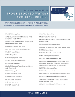 Trout Stocked Waters Southeast District