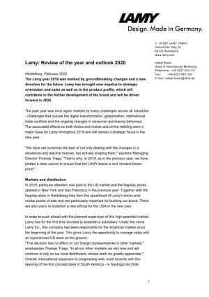 Review of the Year and Outlook 2020
