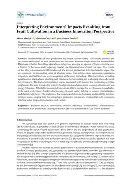 Interpreting Environmental Impacts Resulting from Fruit Cultivation in a Business Innovation Perspective