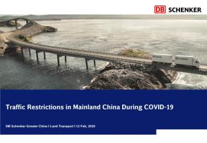 Traffic Restrictions in Mainland China During COVID-19