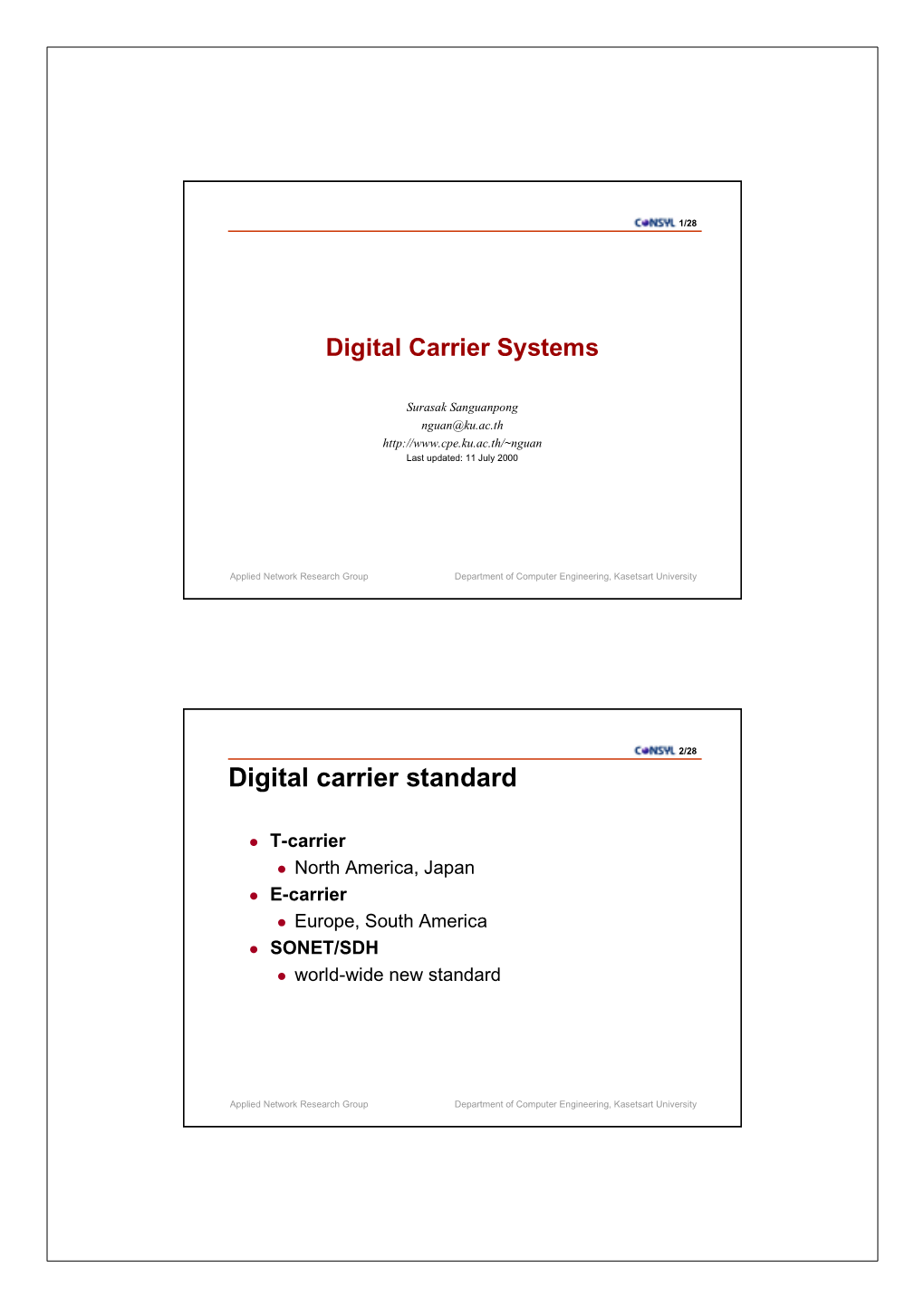 Digital Carrier Systems