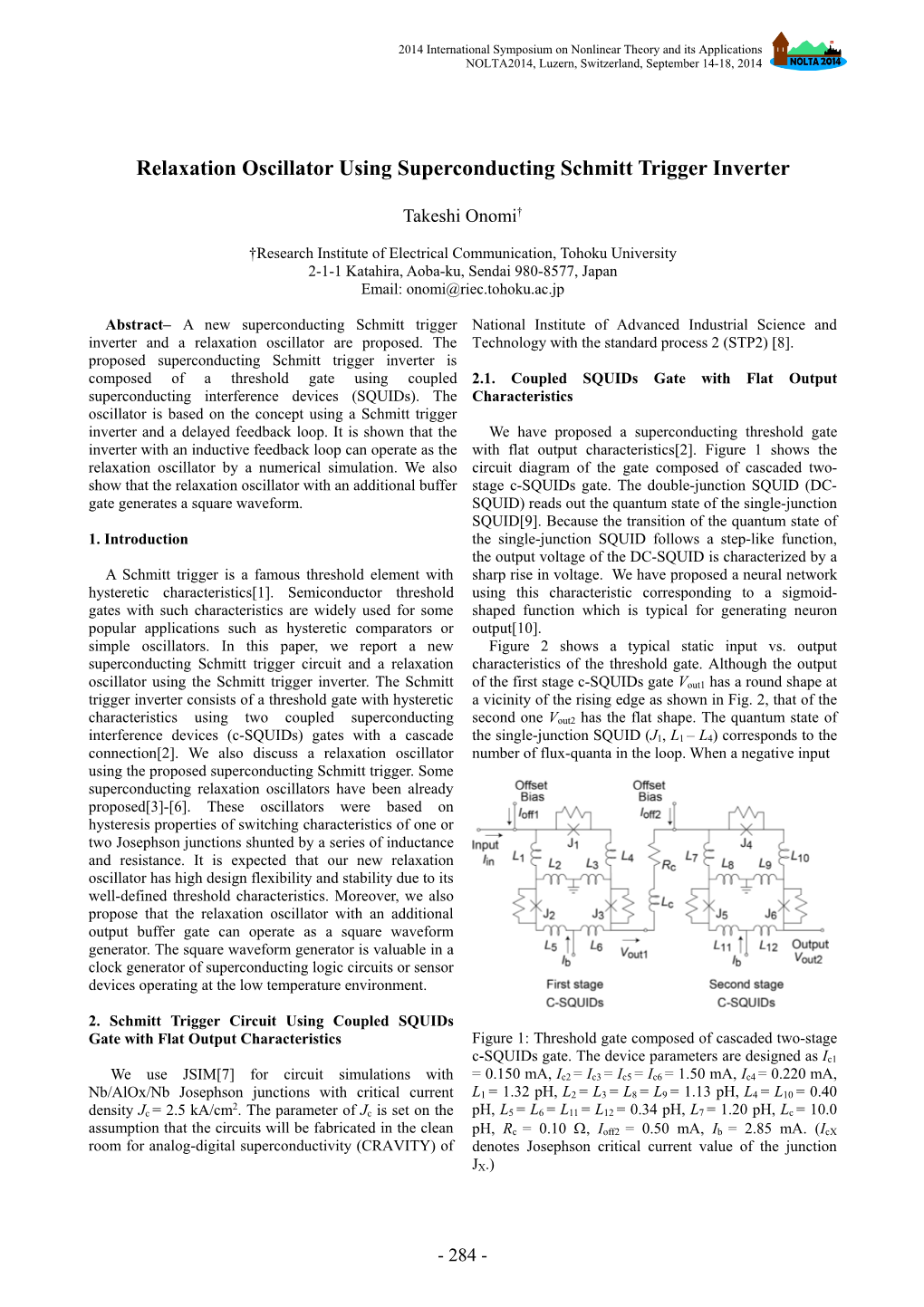 Relaxation Oscillator Using Superconducting Schmitt Trigger Inverter