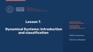 Lesson 7. Dynamical Systems: Introduction and Classification