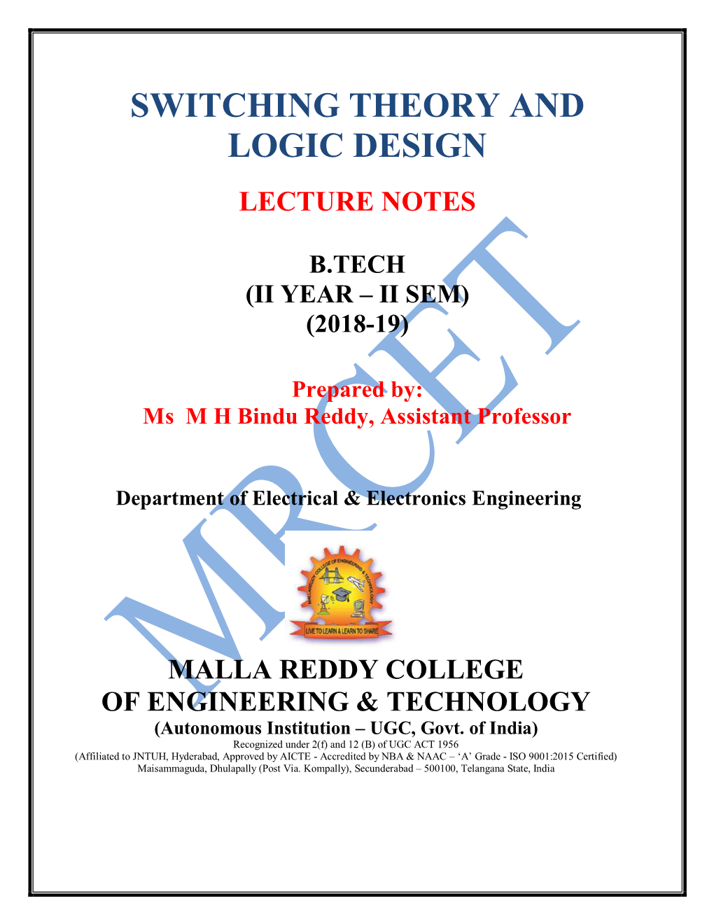 Switching Theory and Logic Design