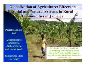 Effects on Social and Natural Systems in Rural Communities in Jamaica