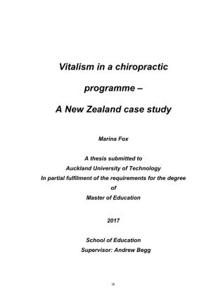 Vitalism in a Chiropractic Programme – a New Zealand Case Study