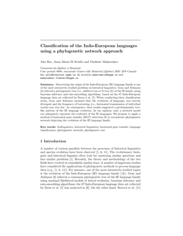 Classification of the Indo-European Languages Using a Phylogenetic Network Approach