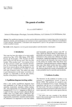 The Genesis of Zeolites