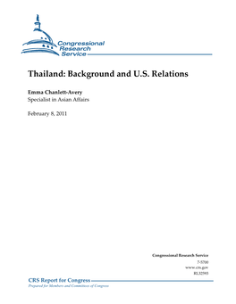 Thailand: Background and U.S