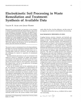 Electrokinetic Soil Processing in Waste Remediation and Treatment: Synthesis of Available Data