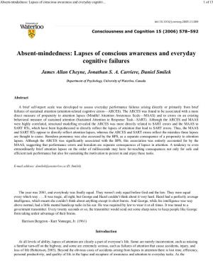 Absent-Mindedness: Lapses of Conscious Awareness and Everyday Cognitive Failures