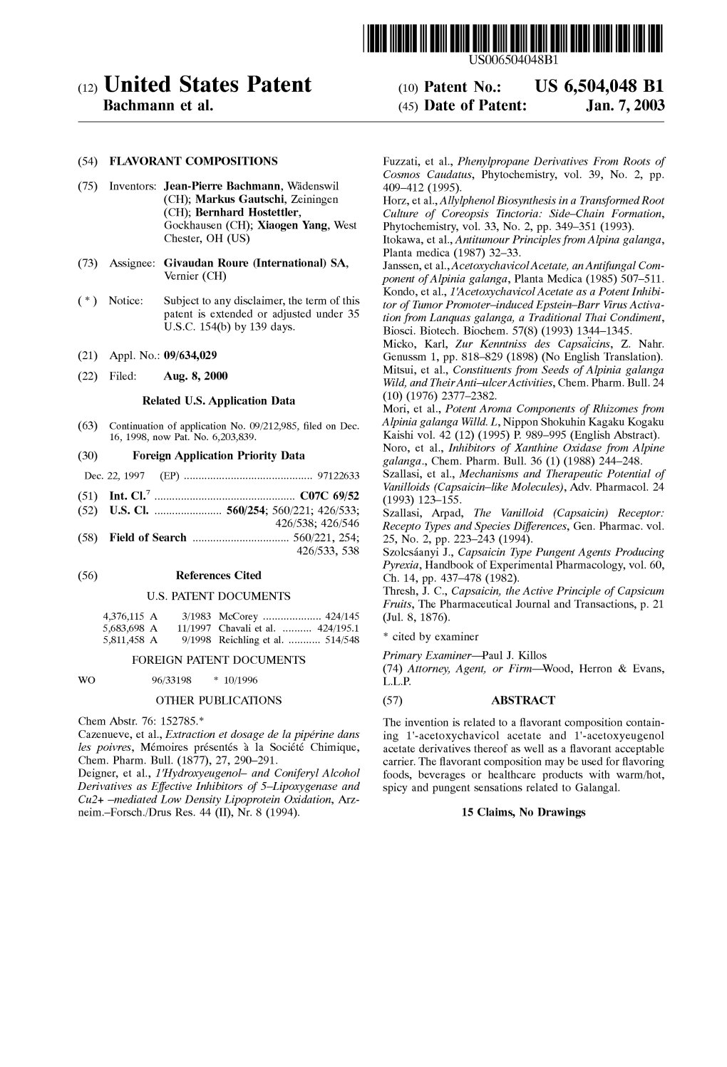 (12) United States Patent (10) Patent No.: US 6,504,048 B1 Bachmann Et Al