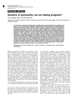 Genetics of Personality
