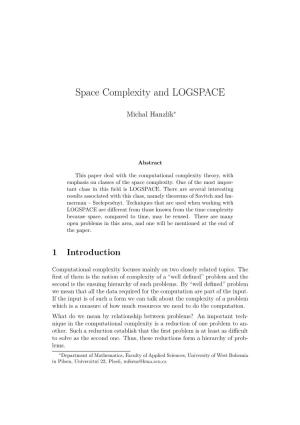 Space Complexity and LOGSPACE