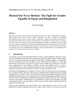 Bruised but Never Broken: the Fight for Gender Equality in Egypt and Bangladesh