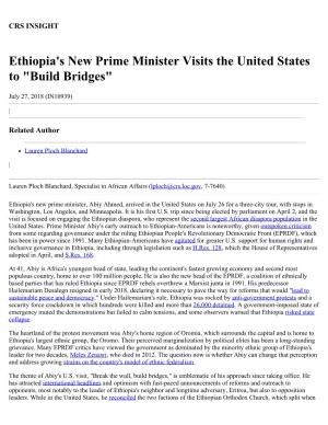 Ethiopia's New Prime Minister Visits the United States to "Build Bridges"