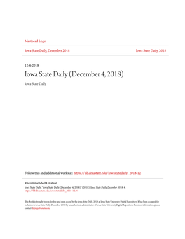 Iowa State Daily (December 4, 2018) Iowa State Daily