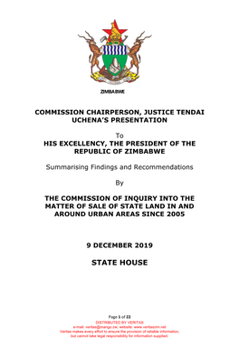 Justice Uchena's Presentation of Reports to the President.Pdf